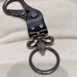 Fleur de Lis Leather Carabiner